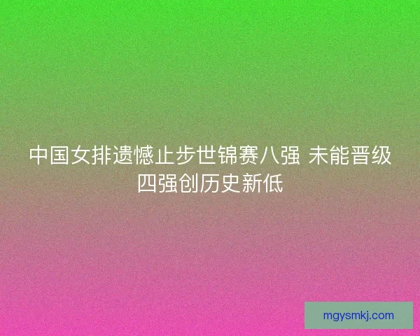中国女排遗憾止步世锦赛八强 未能晋级四强创历史新低